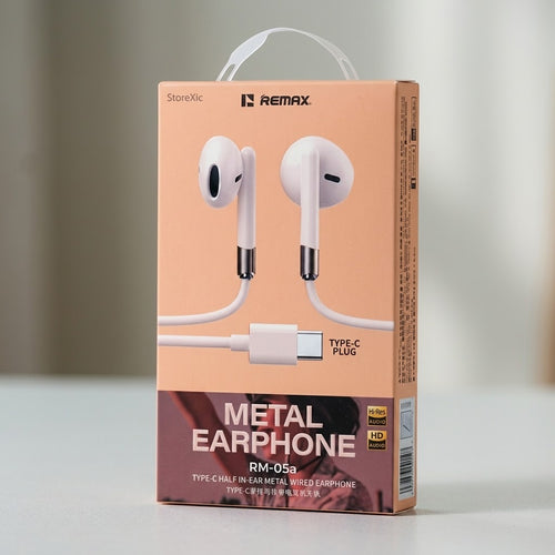 Remax RM-05A Type C Half in Ear Metal Wired Earphones Available