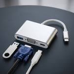 Type C 3.1 To VGA+OTG+USB 3.0