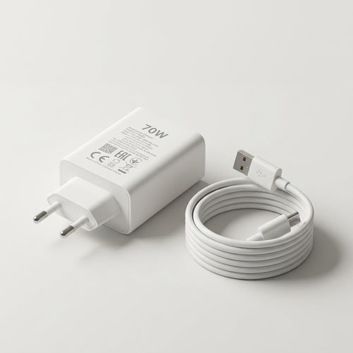 Infinix 70W EU Pin Fast Charging Adapter With Type C Cable