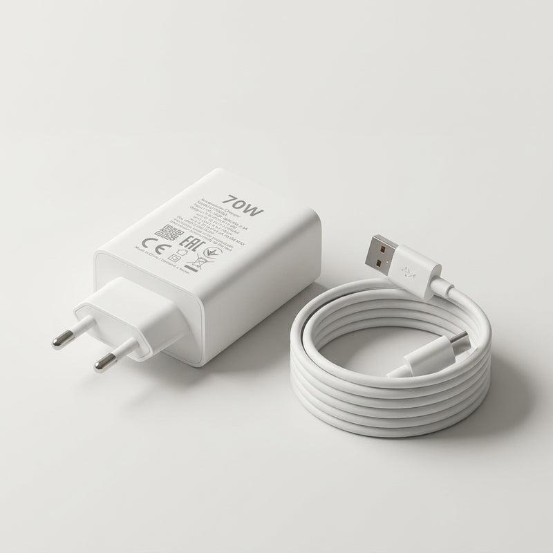Infinix 70W EU Pin Fast Charging Adapter With Type C Cable