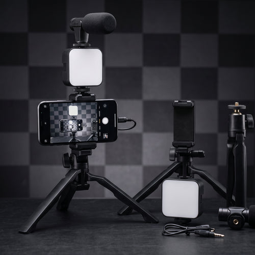 AY-49 Video Making Kit Vlogging Tripod Triple Band Light