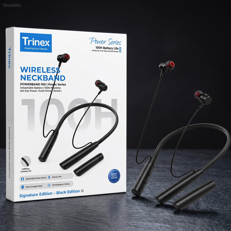 Trinex Power Series Powerband Wireless Neckband (100H Playtime)
