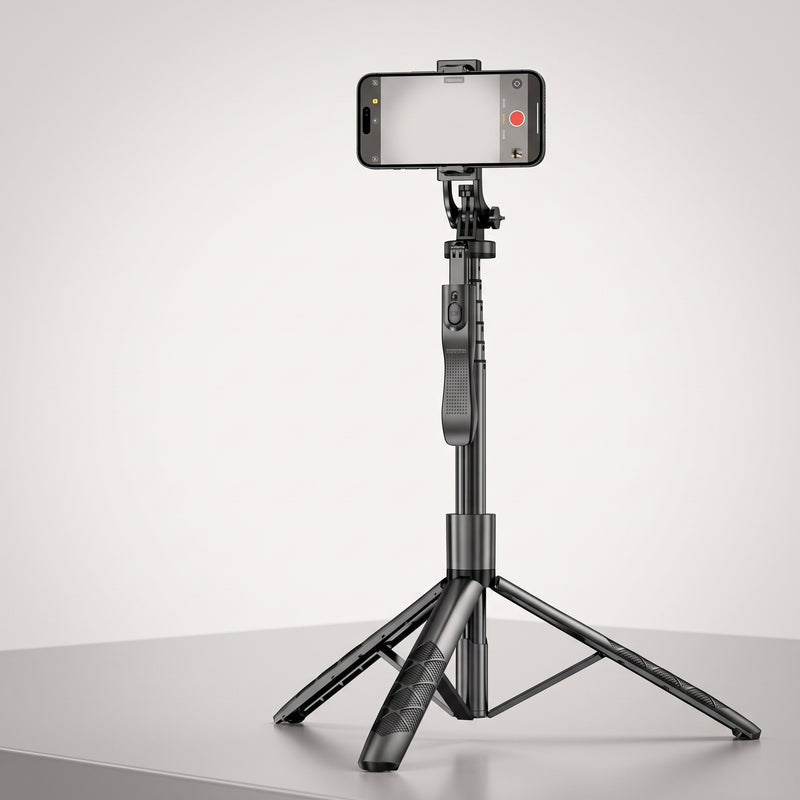 P205 Carbon Fiber Wireless Selfie Stick Tripod with Bluetooth Remote