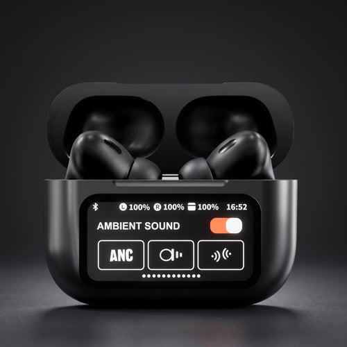 A9 Pro Black Wireless Earbuds with App, Display Screen, ANC & Superior Audio