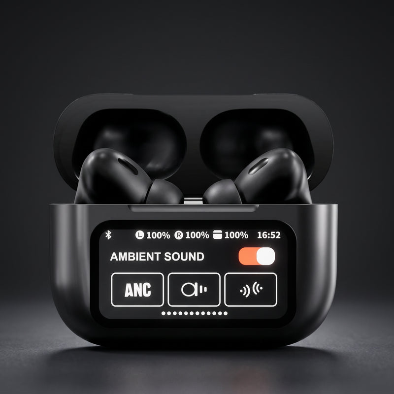 A9 Pro Black Wireless Earbuds with App, Display Screen, ANC & Superior Audio